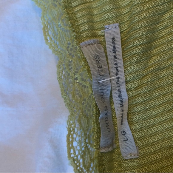 NWT Urban Outfitters Lace Y2K Wrap Top Green Crop ribbed soft cross brandy melvi - Picture 14 of 15